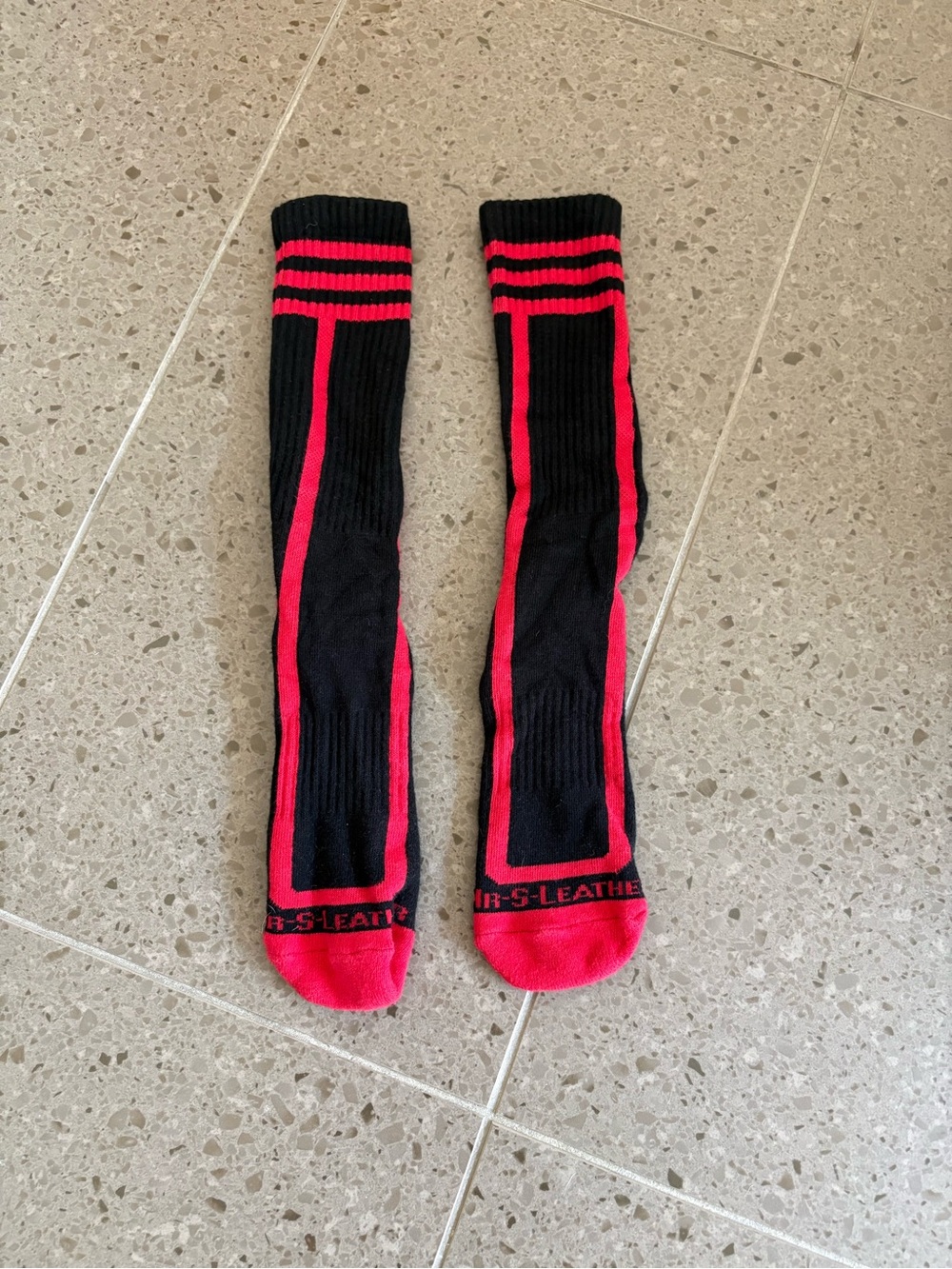 Mr. S Leather - Men's Black & Red Athletic Crew Socks
